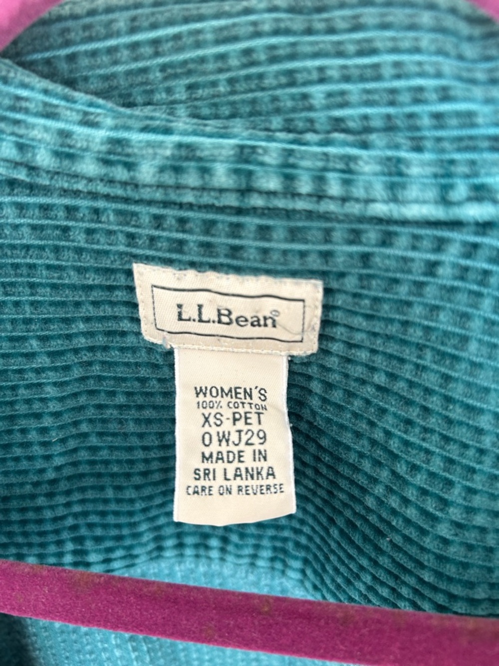 Vintage LL Bean Teal Corduroy Button Down Shirt - Picture 4 of 5